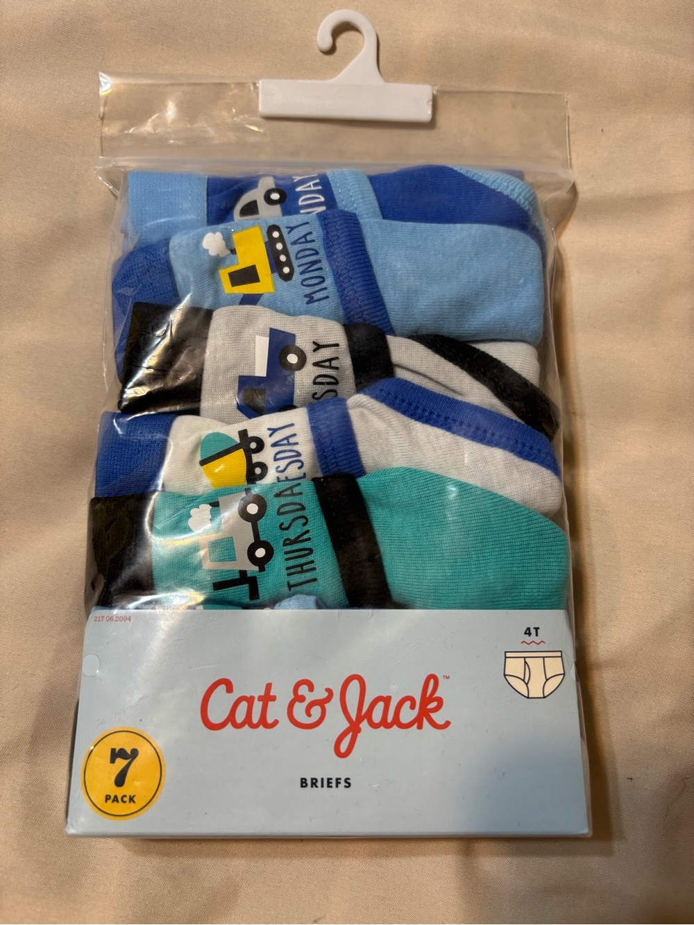Cat & Jack Boys Blue Multi-Color Briefs - 7 Pack (4T) Days of the Week
